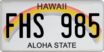 HI license plate FHS985