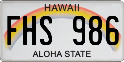 HI license plate FHS986