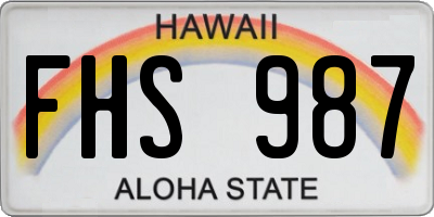 HI license plate FHS987