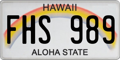 HI license plate FHS989