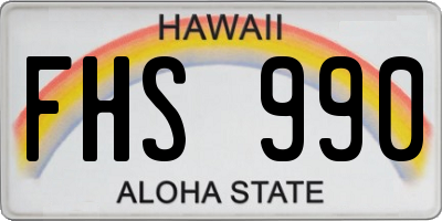 HI license plate FHS990