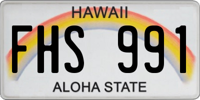 HI license plate FHS991