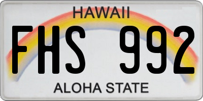 HI license plate FHS992