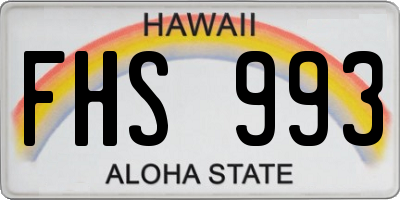 HI license plate FHS993