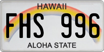 HI license plate FHS996