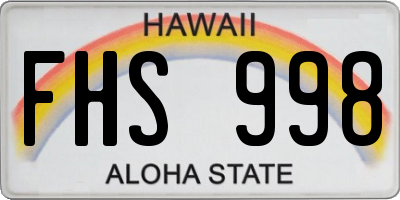 HI license plate FHS998