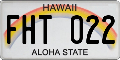 HI license plate FHT022