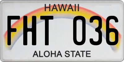 HI license plate FHT036