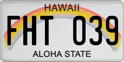 HI license plate FHT039