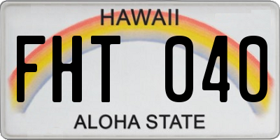 HI license plate FHT040