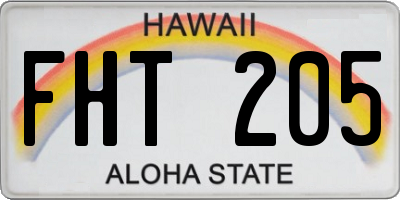 HI license plate FHT205