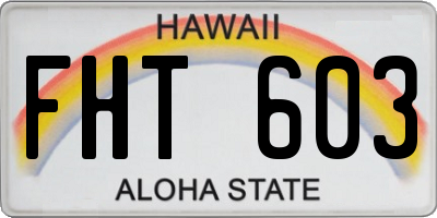 HI license plate FHT603