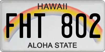 HI license plate FHT802