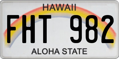 HI license plate FHT982
