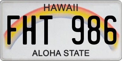 HI license plate FHT986