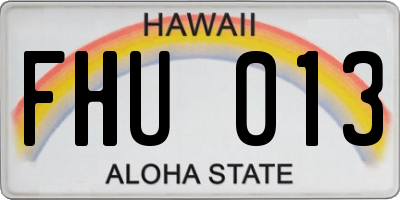 HI license plate FHU013