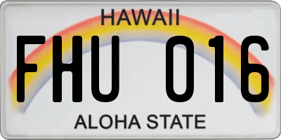 HI license plate FHU016