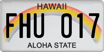 HI license plate FHU017