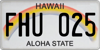 HI license plate FHU025