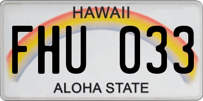 HI license plate FHU033