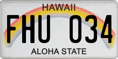 HI license plate FHU034