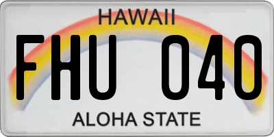 HI license plate FHU040