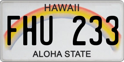 HI license plate FHU233