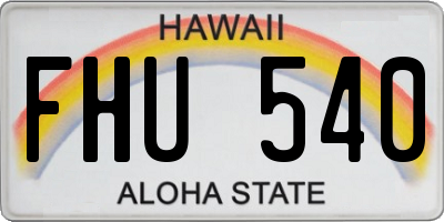 HI license plate FHU540