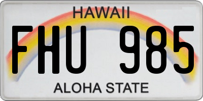 HI license plate FHU985