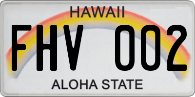 HI license plate FHV002