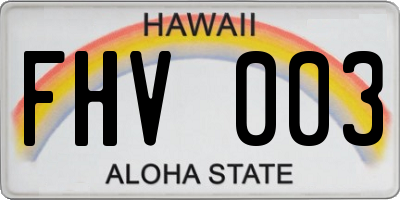HI license plate FHV003