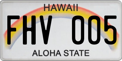 HI license plate FHV005
