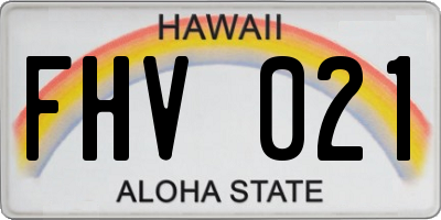 HI license plate FHV021