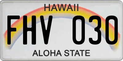 HI license plate FHV030