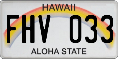 HI license plate FHV033