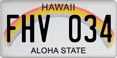 HI license plate FHV034