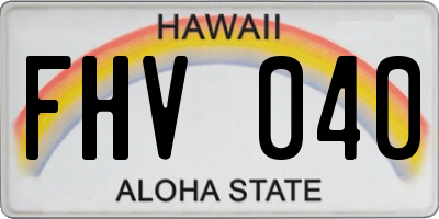 HI license plate FHV040