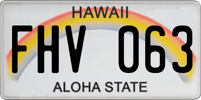 HI license plate FHV063