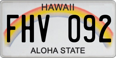HI license plate FHV092