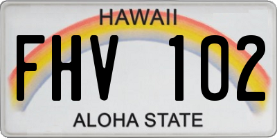 HI license plate FHV102