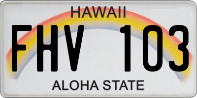 HI license plate FHV103