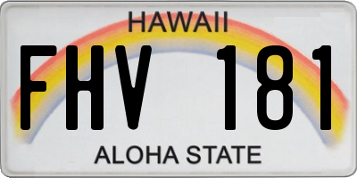 HI license plate FHV181