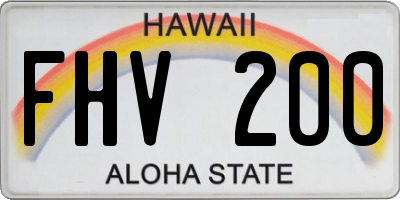 HI license plate FHV200