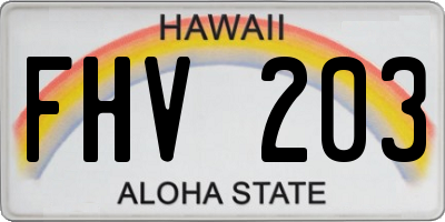 HI license plate FHV203