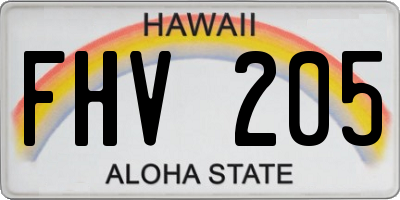 HI license plate FHV205
