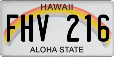 HI license plate FHV216