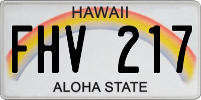 HI license plate FHV217