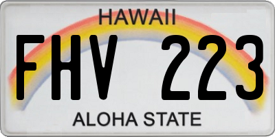 HI license plate FHV223