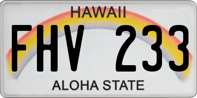 HI license plate FHV233