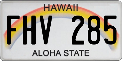 HI license plate FHV285